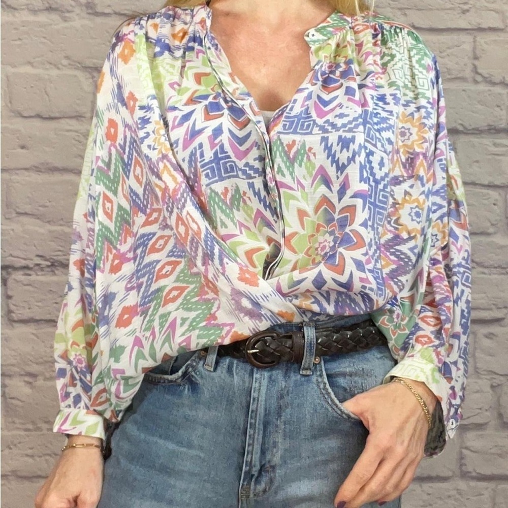 Maeve Multicolor Geometric Blouse